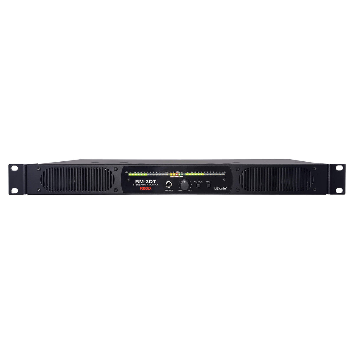Fostex RM Series active monitor speaker RM-3DT with dual drivers and sleek black design, ideal for professional audio monitoring.