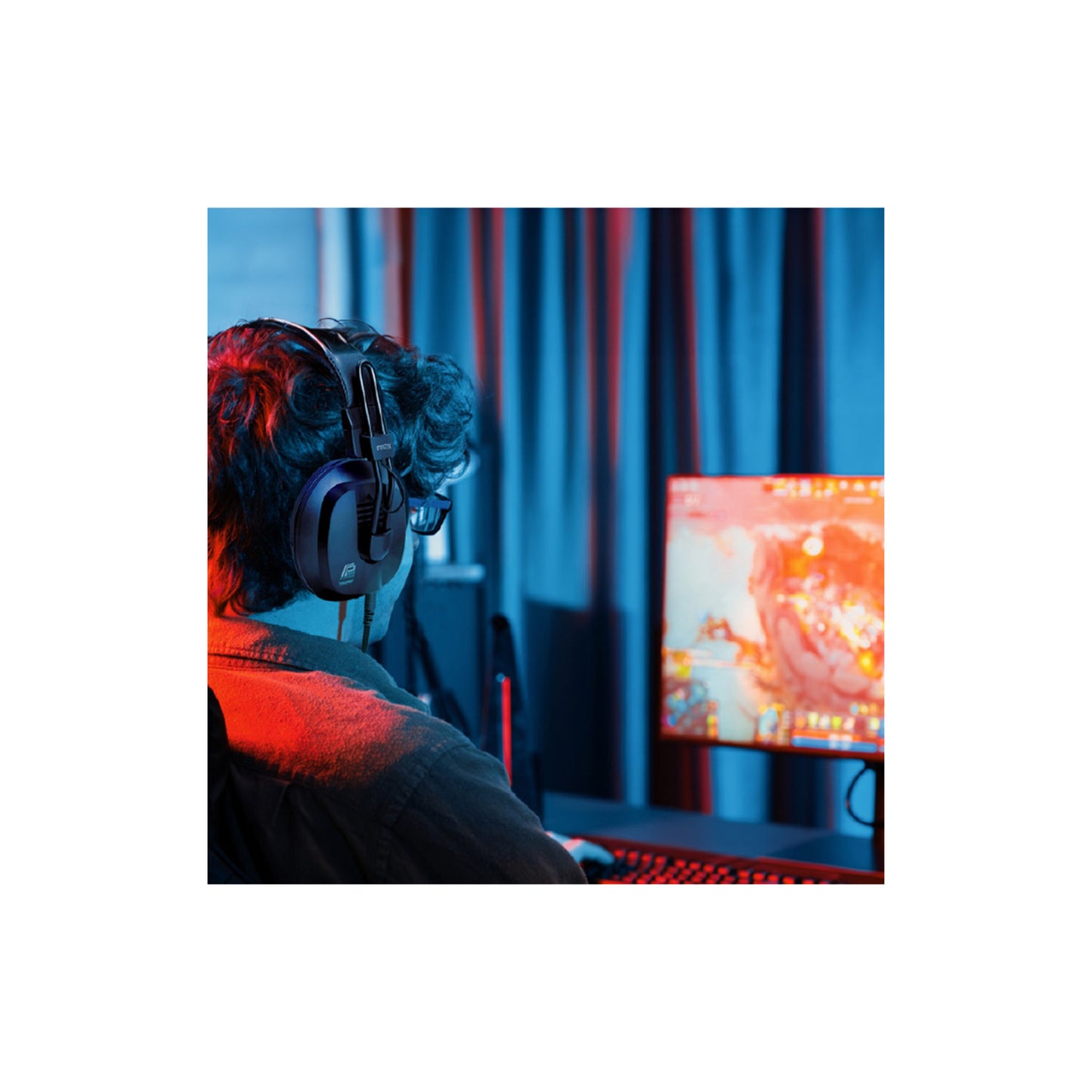 Fostex RP Series T50RPmk4g wired over-ear gaming headphones with detachable microphone in black, semi-open design.