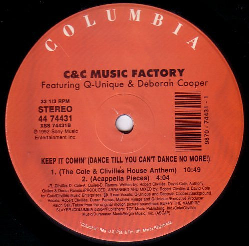 Keep It Comin' (Dance Till You Can't Dance No More!) C + C Music Factory,Q-Unique,Deborah Cooper