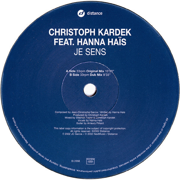 Je Sens Christoph Kardek,Hanna Haïs