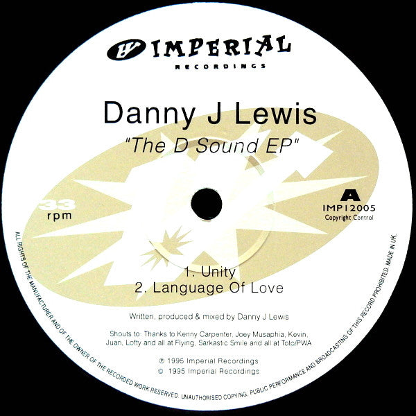 The D Sound EP Danny J Lewis