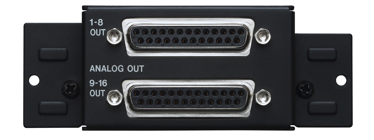 Tascam 16-Channel Analog Interface Card for DA-6400 64-Channel Recorder, front view showing input and output ports.