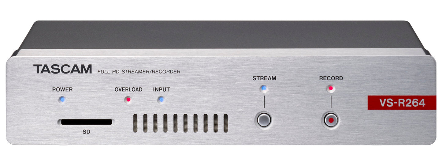 Tascam Full HD Video Streamer and Recorder for podcasting and content creation, front view showing control panel and ports