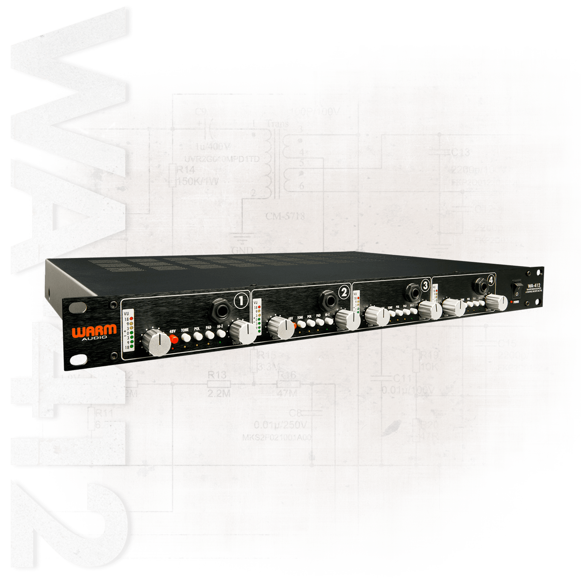 Warm Audio Classic 4-Channel 312 Style Mic Preamp With DI 