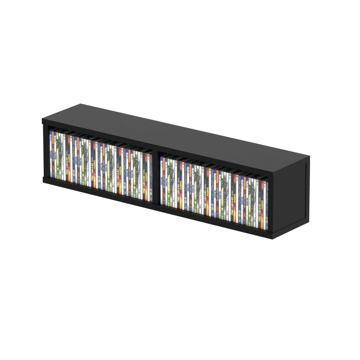 Black Glorious CD box for 90 CDs, vinyl storage container with secure lid and sturdy design for organized music collection.