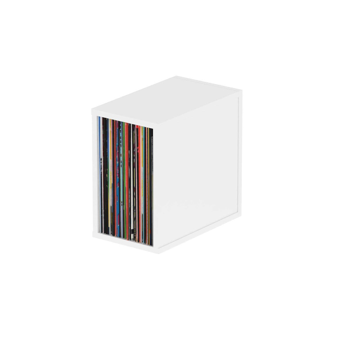 White Glorious Record Box 55 Vinyl Storage case with sturdy construction and secure lid for organizing vinyl records.