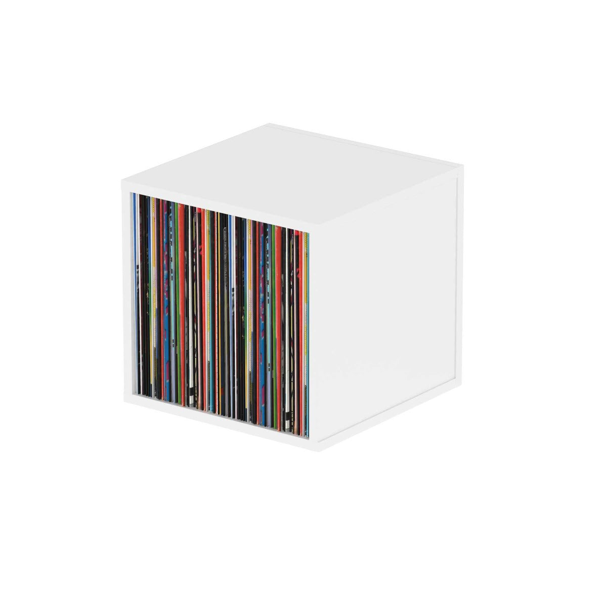 White Glorious Record Box 110 vinyl storage container with secure lid for organizing and protecting vinyl records.
