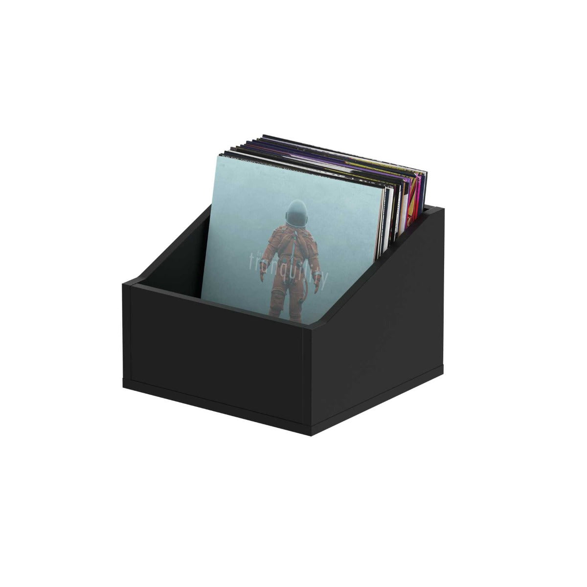 Black Glorious Record Box Advanced vinyl storage case with secure latch and sturdy design for organizing records.