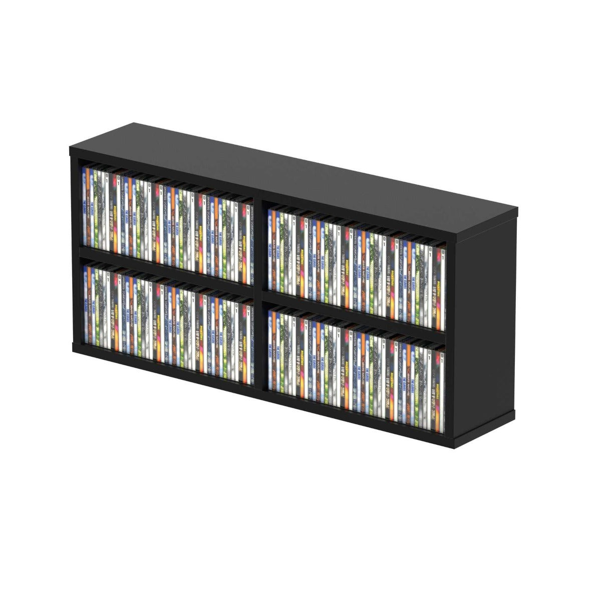 Black Glorious CD box for 180 CDs, vinyl storage container with secure lid, durable plastic material for organized music collection.