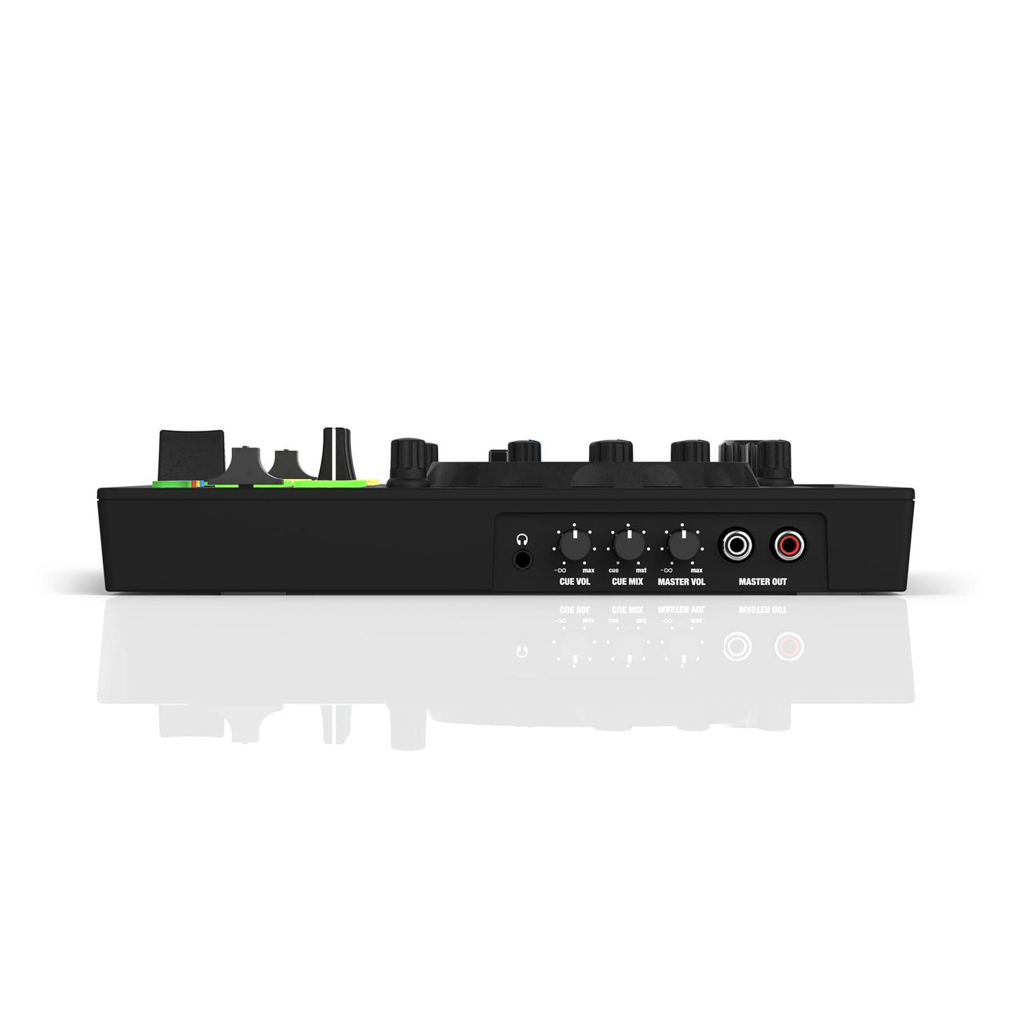 Reloop Buddy 2-Channel Compact DJ Controller with jog wheels, mixer knobs, and control buttons for DJing.