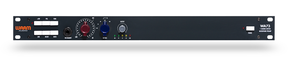 Warm Audio British-style single channel preamp for microphone, line, and instrument input, featuring vintage-inspired design.