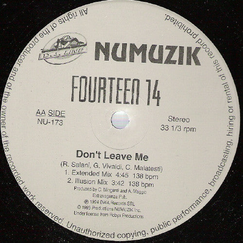 Netzwerk / Fourteen 14 - Passion / Don't Leave Me (12") (Very Good Plus (VG+)) | Rectangle Triangle | Media Condition: Very Good Plus (VG+)
Sleeve Condition: Very Good (VG)


 

Notes:

℗ 1994 DWA  