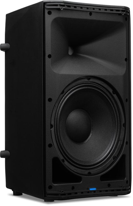 PreSonus AIR XD 10 2-way active loudspeaker showing its black enclosure and front grille with control panel at the back.