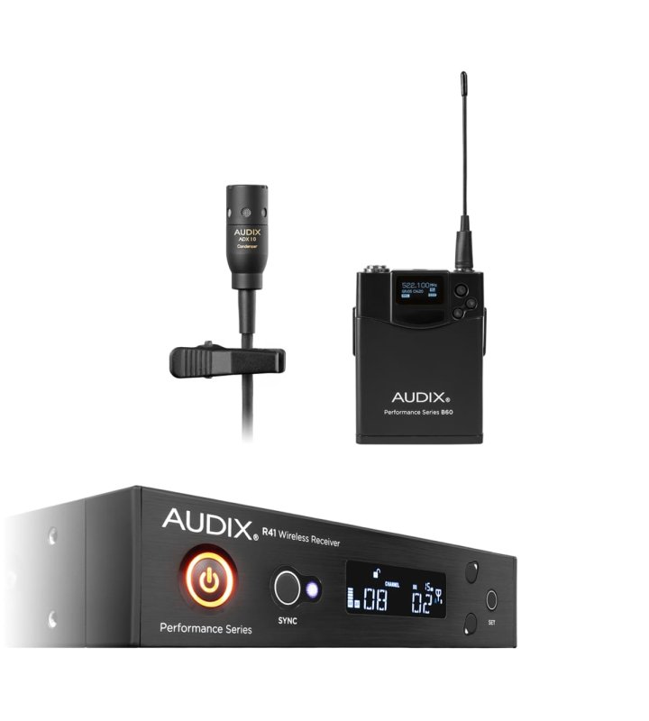 Audix AP41L10A Single-Channel Bodypack Wireless System with Lavalier Condenser Microphone (A: 522 MHz – 554 MHz) 