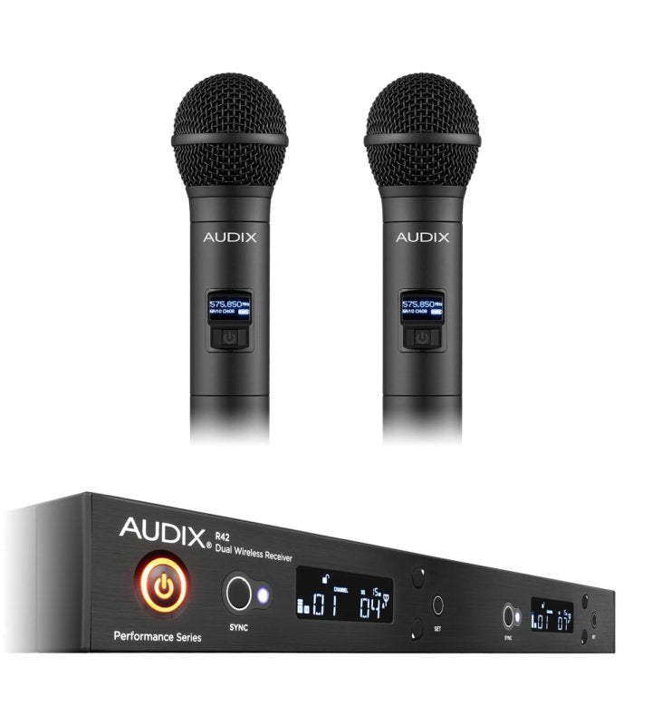 Audix AP42OM5B Dual-Channel Wireless System with Two H60/OM5 Handheld Transmitters (B: 522 MHz – 554 MHz)