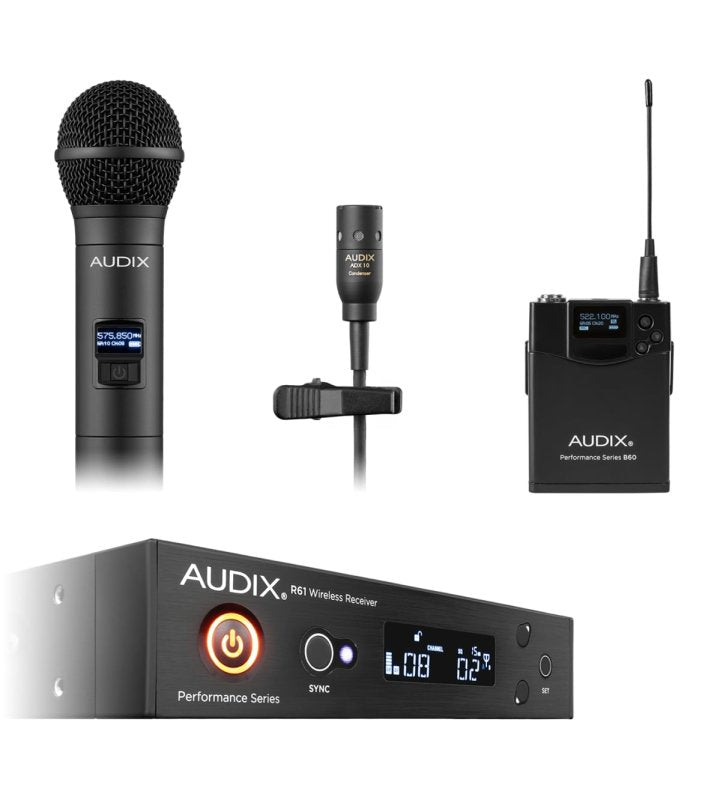 Audix AP61OM2L10 Single-Channel True Diversity Receiver, Bodypack, Lavalier and Handheld Microphone (522 to 586 MHz) 