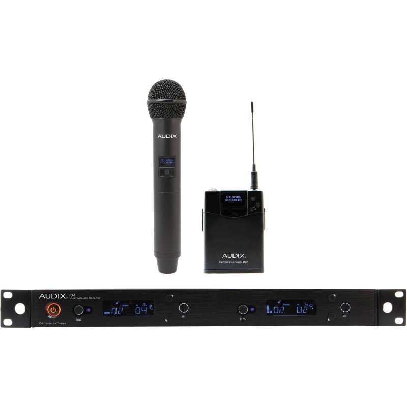 Audix AP62C2BP Dual-Channel True Diversity Receiver W/ Bodypack & Handheld Mic Transmitter (522-586 MHz) 