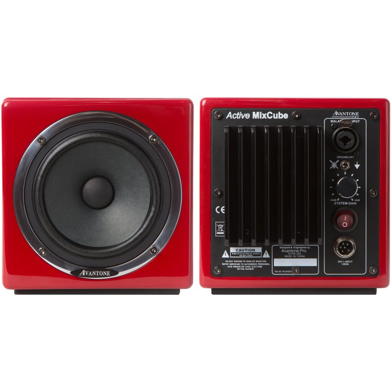 Avantone Pro Av Ared Active MixCube Powered Full-Range Mini Reference Monitors, Red (Pair) 