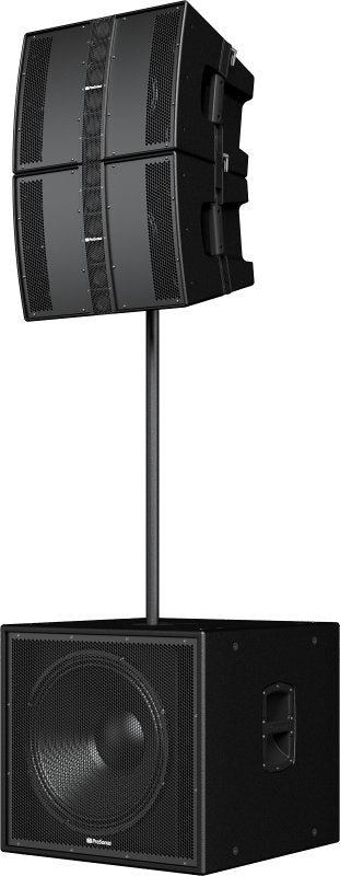 PreSonus 2000W 18-inch active subwoofer with onboard DSP and pole mount for professional loudspeaker sound reinforcement.