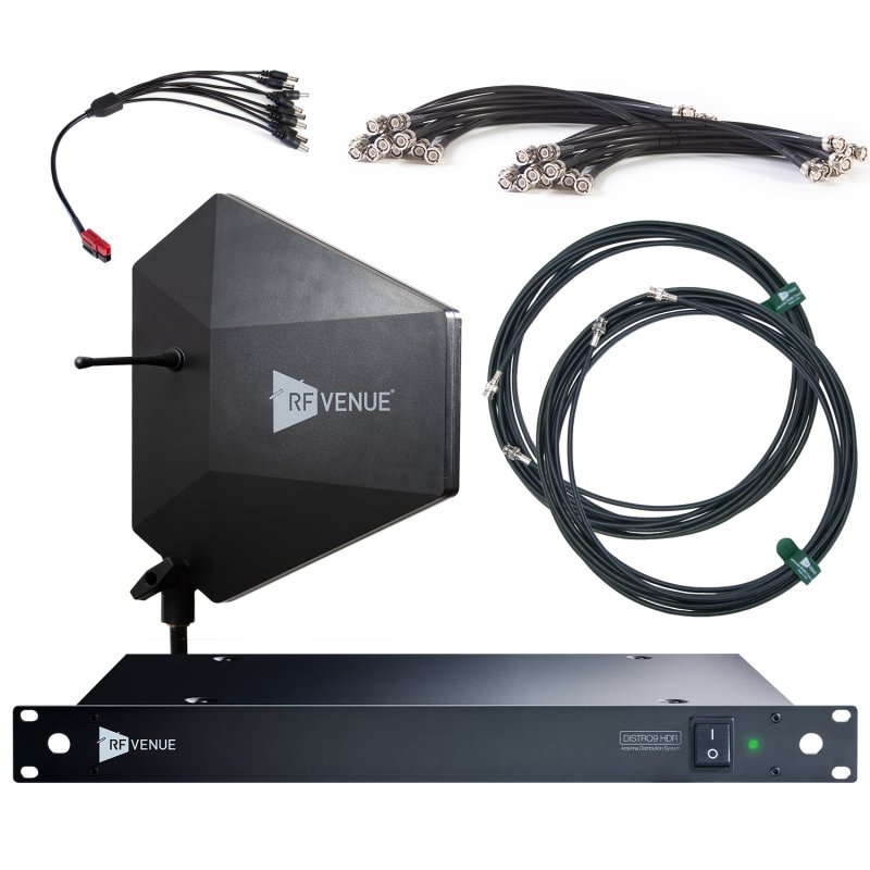 RF Venue DFIN-IPXD9 9-Channel Wireless Microphone Upgrade Pack with Diversity Fin IPX Antenna, Black 