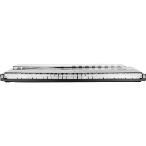 Decksaver keyboard cover for Akai Advance 61 MIDI controller, transparent protective plastic with cutouts for controls and ports.