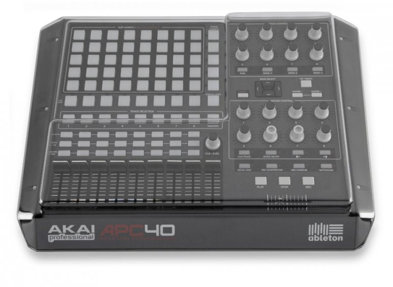 Decksaver LE smoked and clear cover for Akai APC40 producer controller, protecting with durable, transparent plastic.
