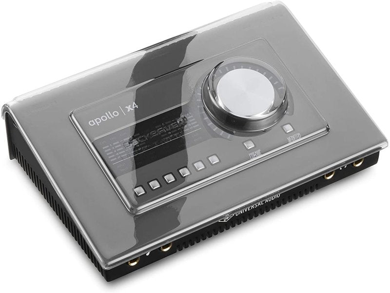 Decksaver Universal Audio Apollo X4 producer controller cover protecting audio interface from dust and damage.