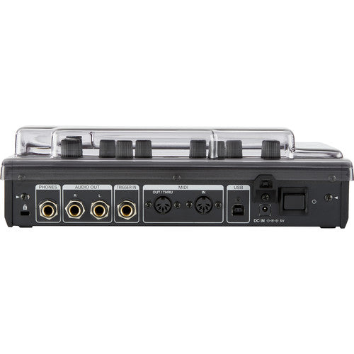 Decksaver Pioneer Toraiz AS-1 synth cover in smoked and clear plastic, designed for protection and durability.
