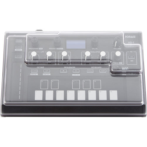 Decksaver Pioneer Toraiz AS-1 synthesizer cover in smoked and clear acrylic, designed for protection and durability.