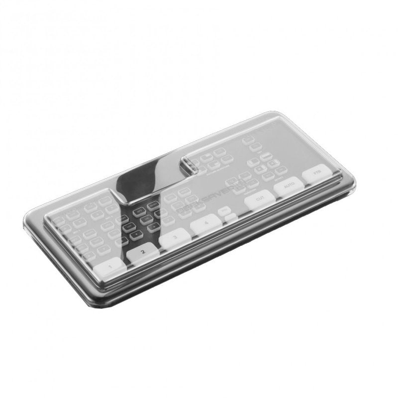 Decksaver black cover for Black Magic Design ATEM Mini, Mini Pro, and Mini Pro ISO producer controller, protective and durable.