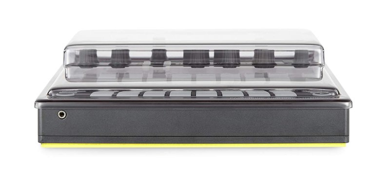 Decksaver polycarbonate cover for Novation Circuit Mono Station groovebox, protecting the analog synthesizer from dust and damage.