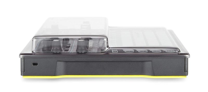 Decksaver polycarbonate cover for Novation Circuit Mono Station groovebox synthesizer, providing protection and durability.
