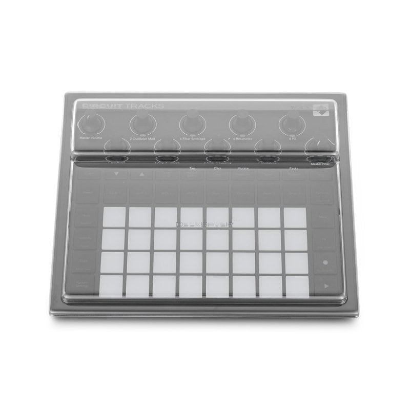 Decksaver groovebox cover for Novation Circuit Tracks, clear protective plastic case fitting over the device.