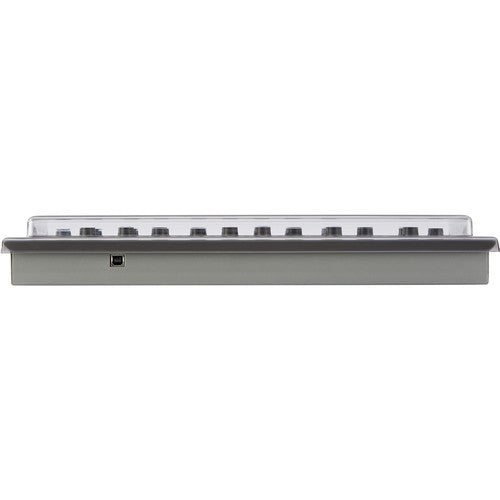 Decksaver cover for Softube Console One producer controller, smoked and clear protective plastic cover with branding.