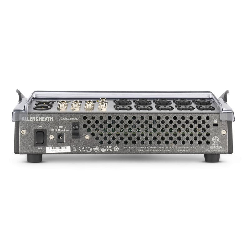 Decksaver cover for Allen & Heath CQ-12T pro audio mixer, clear protective cover with precise fit for DJ and studio equipment.
