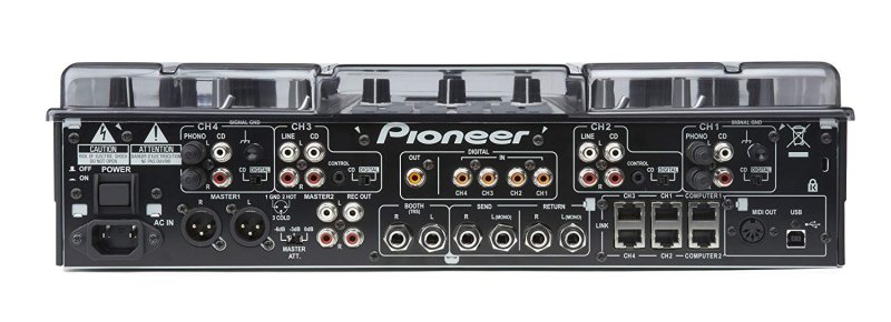Decksaver 12-inch DJ mixer cover protecting the Decksaver DS-PC-DJM800 DJ mixer from dust and damage.