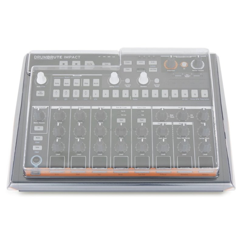 Decksaver Arturia Drumbrute Impact cover for grooveboxes, durable plastic protector fitting the drum machine and effects unit.