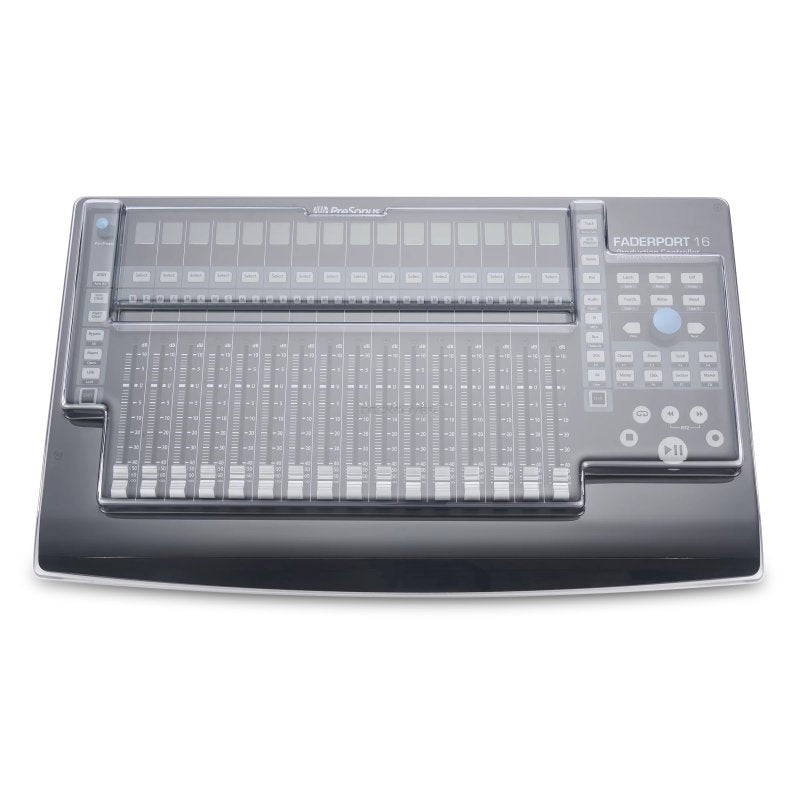 Decksaver cover designed for PreSonus Faderport 16 pro audio mixer, durable protective cover for studio equipment.