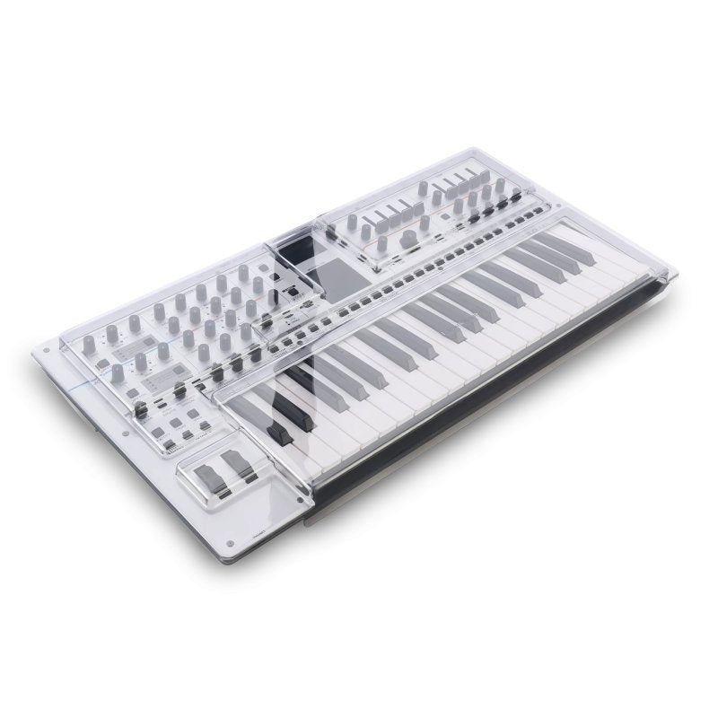 Decksaver cover for Roland Gaia 2 synthesizer, clear protective plastic case designed to shield the keyboard from dust and damage.