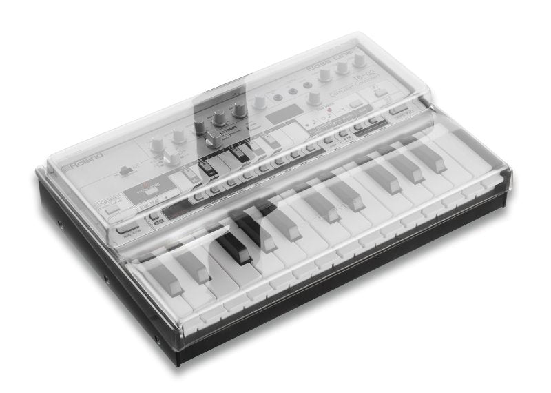 Decksaver Roland K-25M Boutique cover protecting a compact keyboard from dust and damage