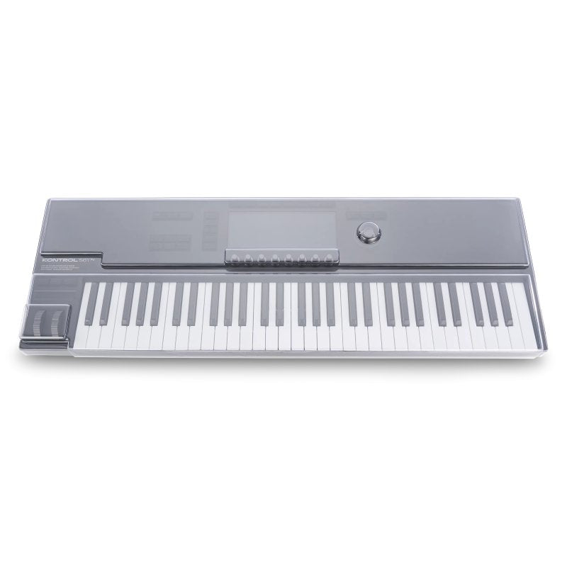 Decksaver keyboard cover for NI Kontrol S61 Mk3, clear protective plastic case shown on the MIDI keyboard in the image.