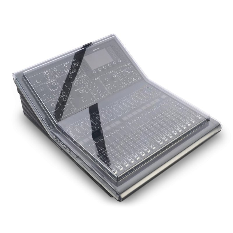 Decksaver cover for Midas M32R or M32R LIVE mixer, protective pro audio mixer cover from Decksaver, shown on the mixer.