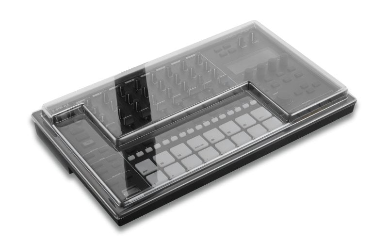 Decksaver Roland MC-707 groovebox cover protecting the electronic music device from dust and damage.