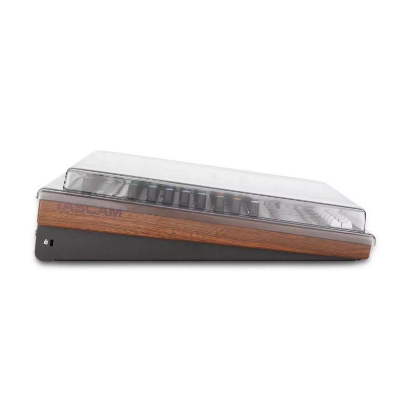 Decksaver Tascam Model 12 pro audio mixer cover protecting the device from dust and damage.
