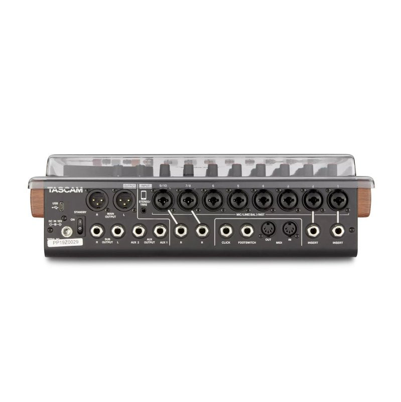 Decksaver Tascam Model 12 pro audio mixer cover protecting the device from dust and damage