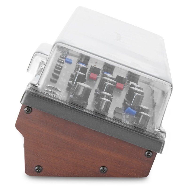 Decksaver Behringer Model-D synth cover, soft fit protective case for synthesizer, made of durable, clear material.