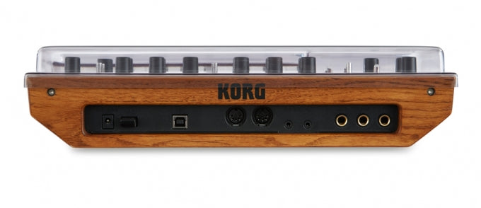 Decksaver cover for Korg Monologue synthesizer, smoked clear protective cover with precise fit and durable design.