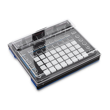 Decksaver Novation Circuit cover made of smoked clear polycarbonate, designed for groovebox protection.