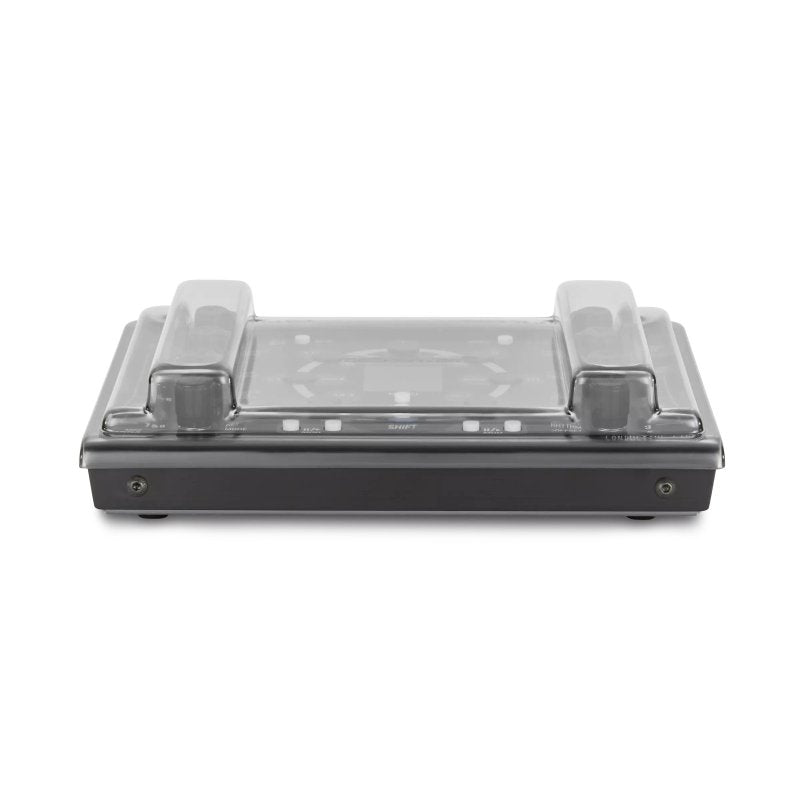 Decksaver cover for MIDI Arpeggiator NDLR groovebox, showing clear plastic protective case over the device with control knobs and interface.
