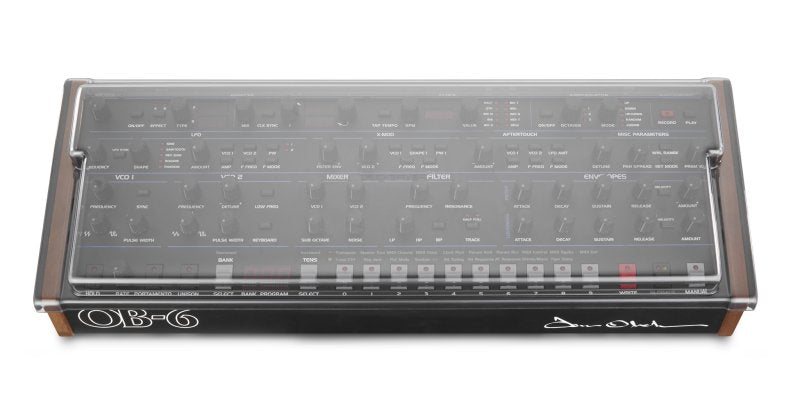 Decksaver cover for Dave Smith Instruments OB-6 desktop synthesizer, made of durable material to protect the instrument.